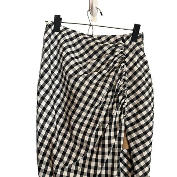Rumer Black & White Checked Plaid High Front Slit Bisou Maxi Skirt Women Sz S - Picture 3 of 12